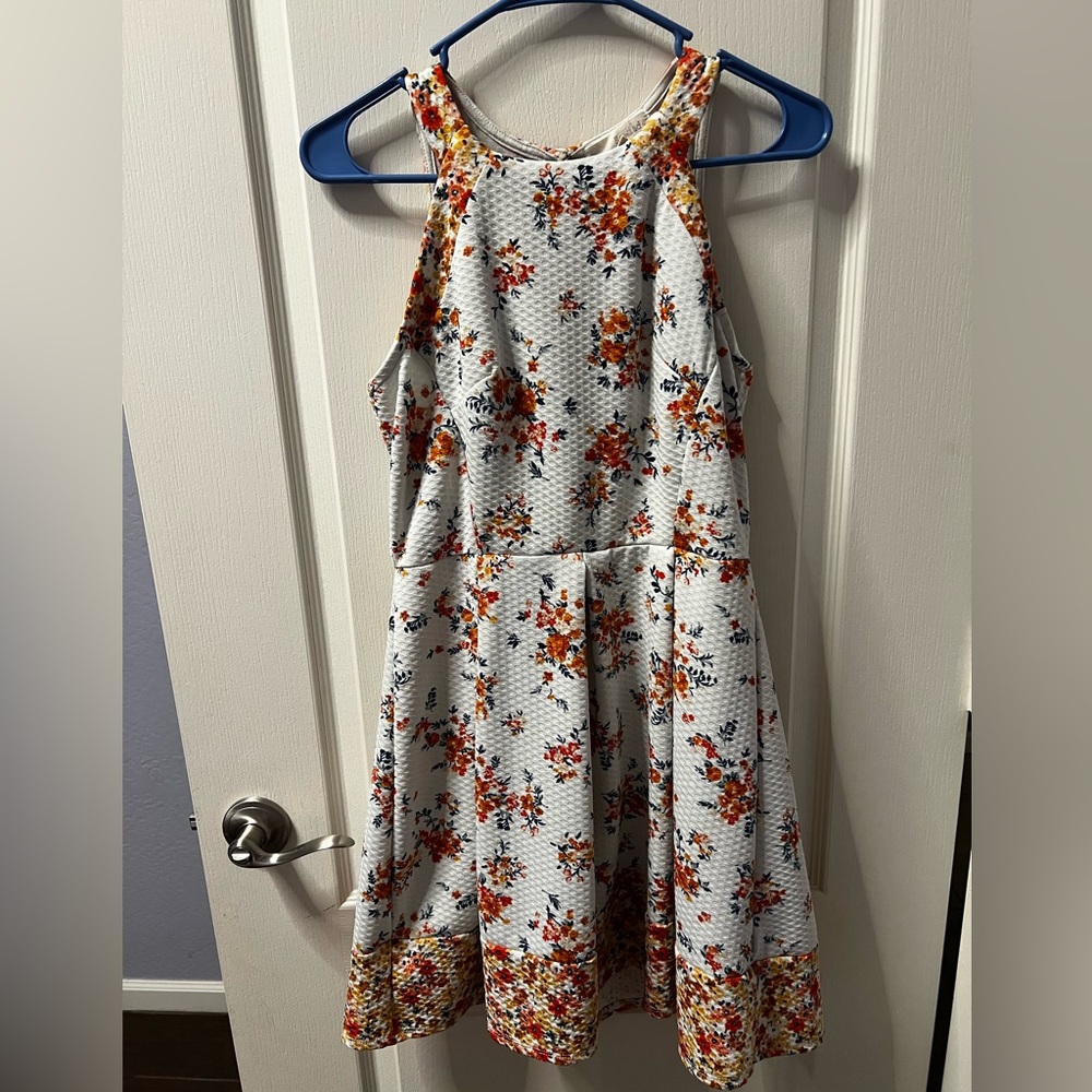 Rewind Dress - White and Orange Floral